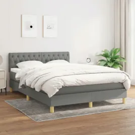 vidaxl-lozko-kontynentalne-z-materacem-ciemnoszara-tkanina-140x190-cm