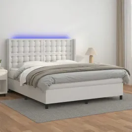 vidaxl-lozko-kontynentalne-z-materacem-i-led-biala-ekoskora-160x200cm
