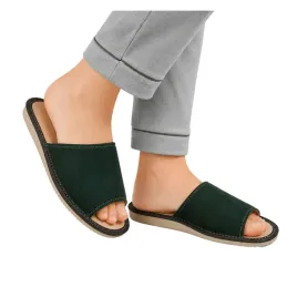 damskie-pantofle-kapcie-odkryte-skora-zamszowa-zielone-slippers-r-39