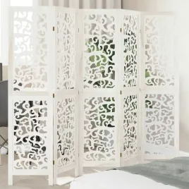 vidaxl-parawan-pokojowy-5-panelowy-bialy-lite-drewno-paulowni
