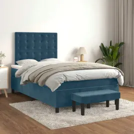 vidaxl-lozko-kontynentalne-z-materacem-ciemnoniebieskie-120x190-cm