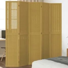 vidaxl-parawan-pokojowy-5-panelowy-brazowy-lite-drewno-paulowni