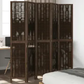 vidaxl-parawan-pokojowy-5-panelowy-ciemny-braz-lite-drewno-paulowni