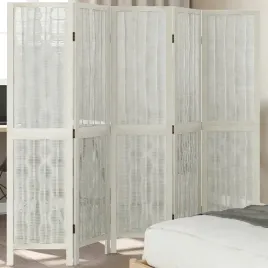 vidaxl-parawan-pokojowy-5-panelowy-bialy-lite-drewno-paulowni