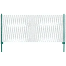 vidaxl-siatka-ogrodzeniowa-ze-slupkami-stal-25-x-1-m-zielony