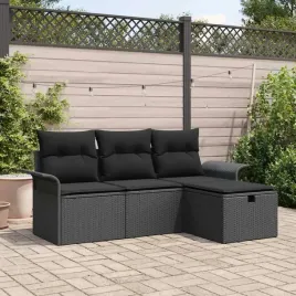 vidaxl-zestaw-sof-na-ogrod-z-poduszka-4-pcs-czarny-polirattan