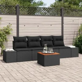vidaxl-zestaw-sof-na-ogrod-z-poduszka-5-pcs-czarny-polirattan