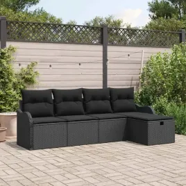 vidaxl-zestaw-sof-na-ogrod-z-poduszka-5-pcs-czarny-polirattan