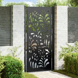 vidaxl-brama-ogrodowa-czarna-100x200-cm-stalowa-wzor-fali