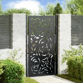 vidaxl-brama-ogrodowa-czarna-100x175-cm-stalowy-wzor-plomienia