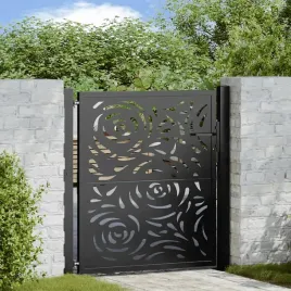 vidaxl-brama-ogrodowa-czarna-100x100-cm-stalowy-wzor-plomienia