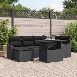 vidaxl-zestaw-sof-na-ogrod-z-poduszka-7-pcs-czarny-polirattan