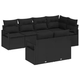 vidaxl-zestaw-sof-na-ogrod-z-poduszka-7-pcs-czarny-polirattan