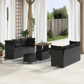 vidaxl-zestaw-sof-na-ogrod-z-poduszka-9-pcs-czarny-polirattan