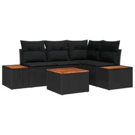 vidaxl-zestaw-sof-na-ogrod-z-poduszka-5-pcs-czarny-polirattan