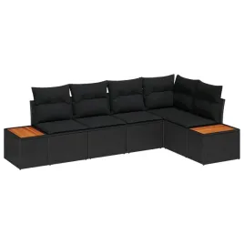 vidaxl-zestaw-sof-na-ogrod-z-poduszka-5-pcs-czarny-polirattan