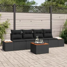 vidaxl-zestaw-sof-na-ogrod-z-poduszka-5-pcs-czarny-polirattan