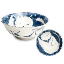 miska-do-ramen-udon-niebieska-z-bialym-kotem-neko-nishiki-19-cm