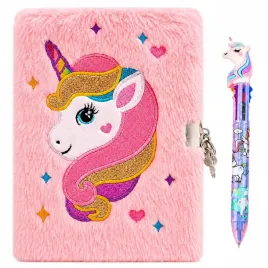 pamietnik-pluszowy-z-jednorozcem-rozowy-notes-dlugopis-unicorn-do-szkoly