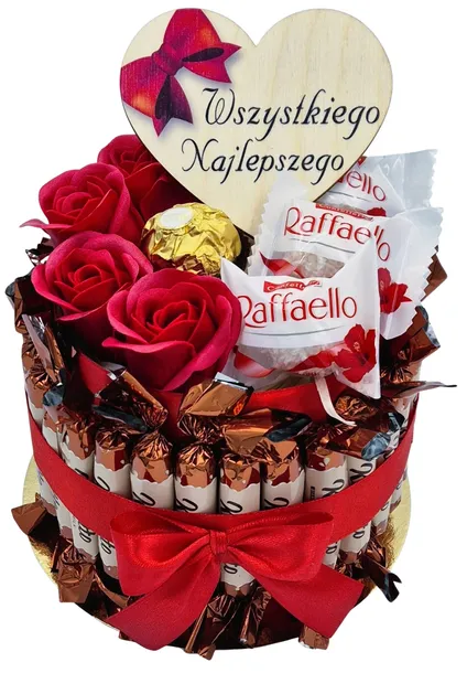 Tort Słodyczy Kosz Prezentowy Zestaw Box Prezent Urodziny Imieniny 18 30 40