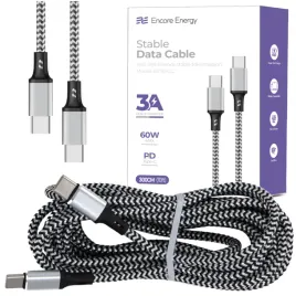 kabel-encore-usb-c-x2-3a-qc-pd-60w-300-cm-braided-czarno-bialy-ee118-cc