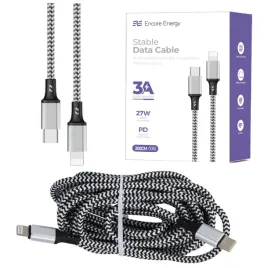 kabel-encore-usb-c-lightning-3a-pd-27w-300-cm-braided-ee118-cl