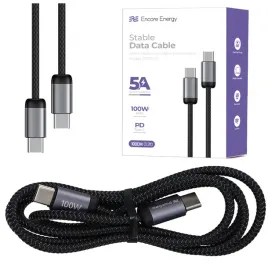 kabel-encore-usb-c-x2-5a-qc-pd-100w-100-cm-braided-czarny-ee121-cc-1m