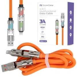 kabel-encore-4w1-usb-c-usb-a-lightning-rgb-60w-1m-pomaranczowy-ee144
