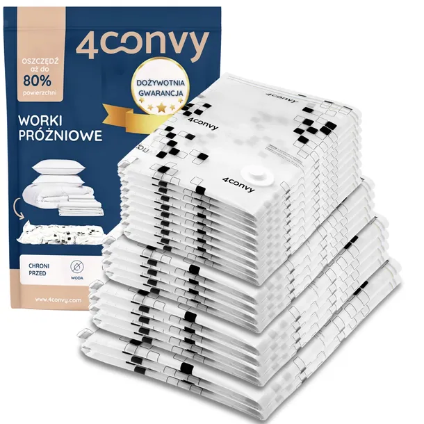 4CONVY Worki próżniowe na pościel ubrania odzież kołdry 19szt DUŻY ZESTAW