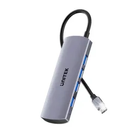 hub-unitek-uhub-q4-h1112egy01-usb-c-4x-usb-a-10gb-s-30cm-passthrough-szary