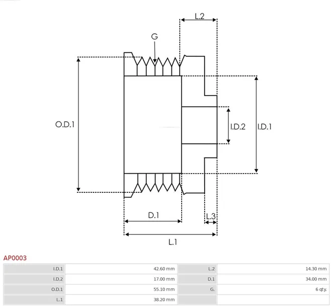 kolo-pasowe-alternatora-ap0003-numer-katalogowy-czesci-ap0003