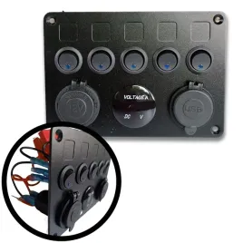 panel-sterowania-interlook-czarny-5-przelacznikowy-z-usb-i-woltomierzem