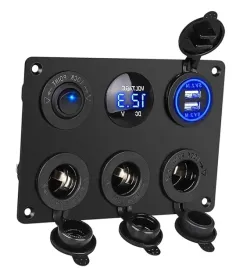 panel-3x-gniazdo-zapalniczki-woltomierz-ladowarka-2x-usb-42a-wlacznik-6w1