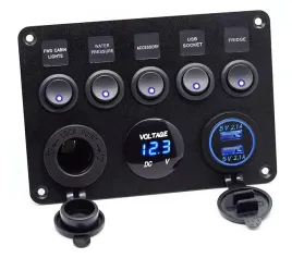 panel-gniazdo-zapalniczki-woltomierz-ladowarka-2x-usb-42a-5x-wlacznik-8w1