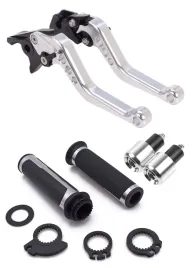 klamki-krotkie-manetki-ciezarki-kierownicy-motocykl-aluminium-cnc-srebrne
