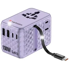 verbatim-adapter-podrozny-gan-iii-usb-c-pd-qc-100w-fioletowy