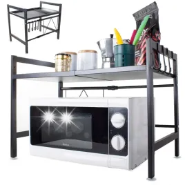 polka-kuchenna-stojak-pod-mikrofalowke-organizer-czarny-2poziomy-regal-loft