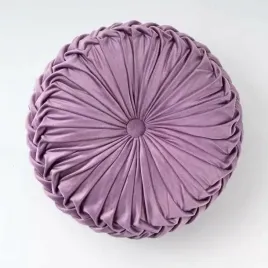 pastelowy-fiolet-poduszka-welur-dekoracyjna-plisowana-okragla-38-cm