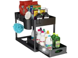 organizer-regal-kuchenny-polka-pod-zlew-2-poziomowy-wysuwany-czarny-haczyki