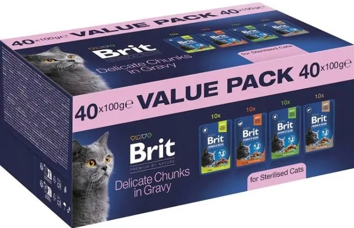 Brit Mokra karma dla kota Value pack dla kotów sterylizowanych 40 x 100g