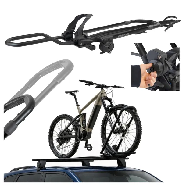 Uchwyt rowerowy na dach MENABO CLOVER SX lewostronny Fatbike E-bike czarny