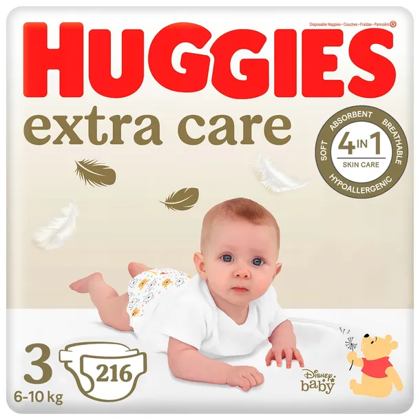 HUGGIES Pieluchy Extra Care 3 (6-10kg) 216 szt
