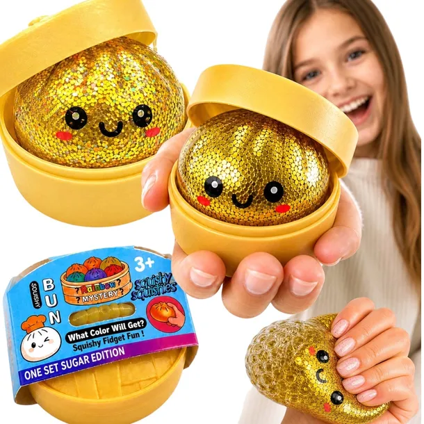 Gniotek Dumpling Mystery Brokatowy Squishy W Pudełku Antystresowy xxl 10 cm