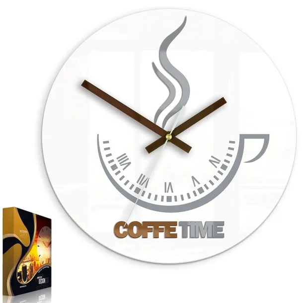 zegar-scienny-coffee-time-ii-white-linia-coffee-ii