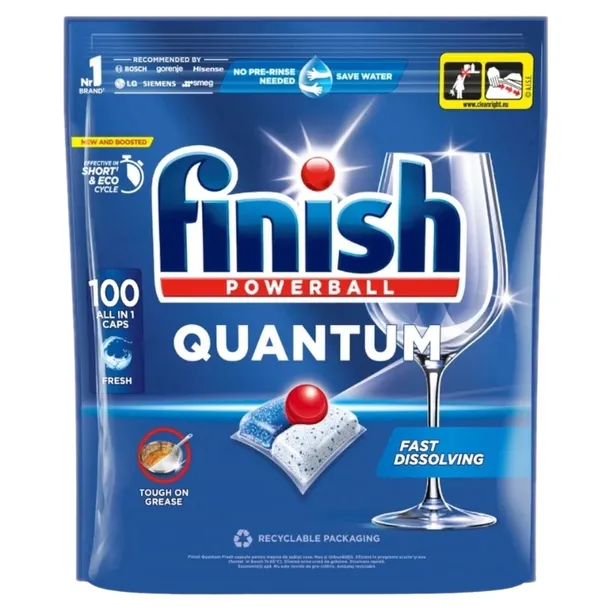 Finish Quantum All in 1 Kapsułki do Zmywarki Zapach Fresh Świeży 100 sztuk