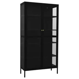 witryna-stalowo-szklana-z-4-regulowanymi-polkami-czarna-90x40x180-cm