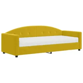 lozko-dzienne-2-w-1-z-materacem-aksamit-zolte-222-x-90-x-75-cm