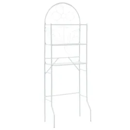 bialy-regal-lazienkowy-ze-stalowa-rama-i-motywem-kwiatu-60x33x174-cm