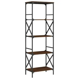 regal-na-ksiazki-brazowy-dab-59-x-35-x-171-cm-z-metalowa-rama