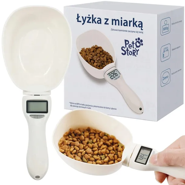 PETSTORY Łyżka Waga Kuchenna MIARKA DO KARMY dla PSA kota ZWIERZĄT 800g